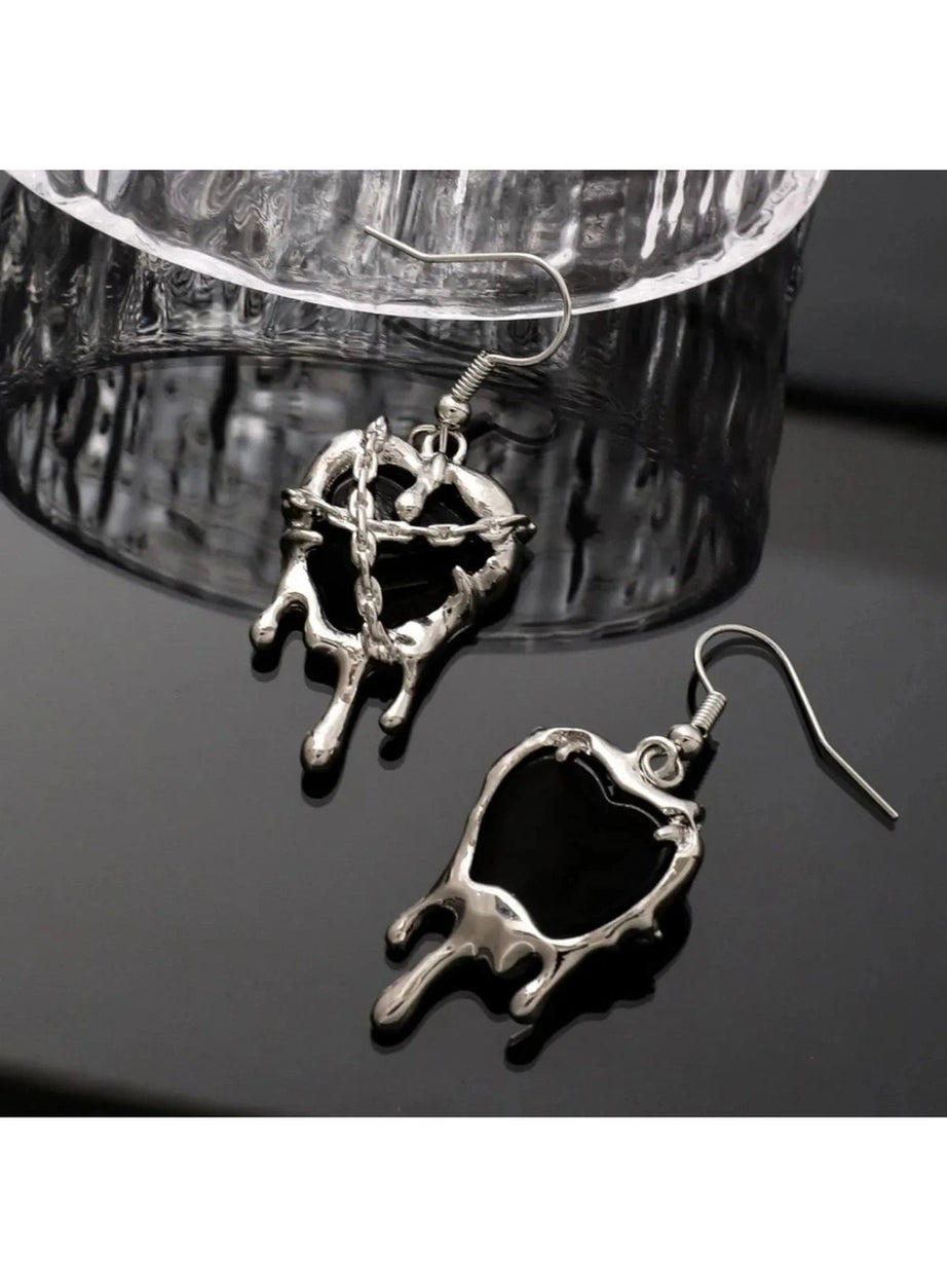 Chained Blood Heart Earrings