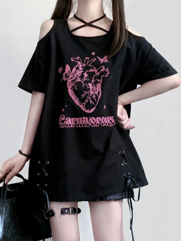 Lace-Up Anatomical Graphic Top