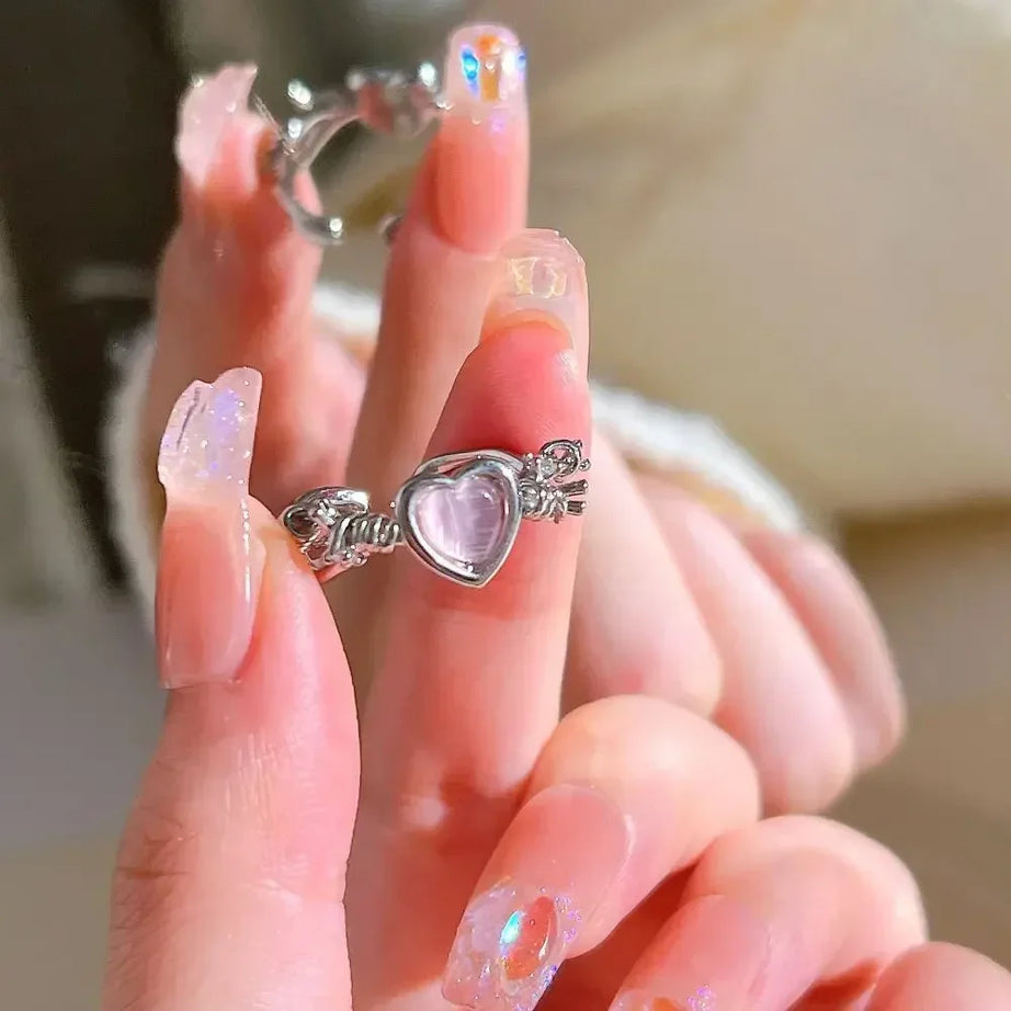 Pink Love Crystal Rings