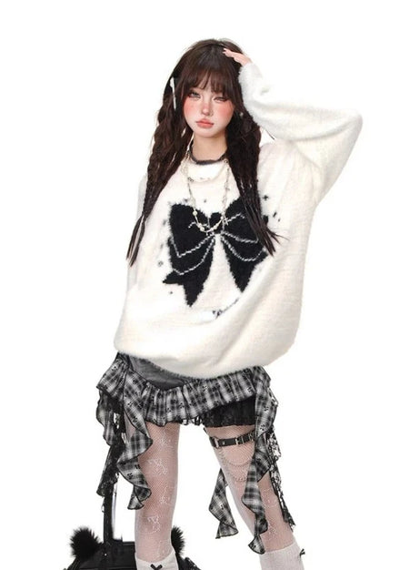 Gothic Bow Fluffy Sweater