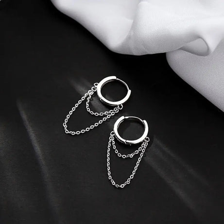 Double Chain Hoop Earrings