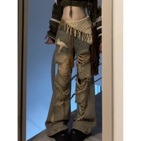 Shredded Grunge Flare Jeans