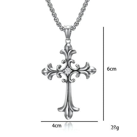 Silver Baroque Cross Necklace