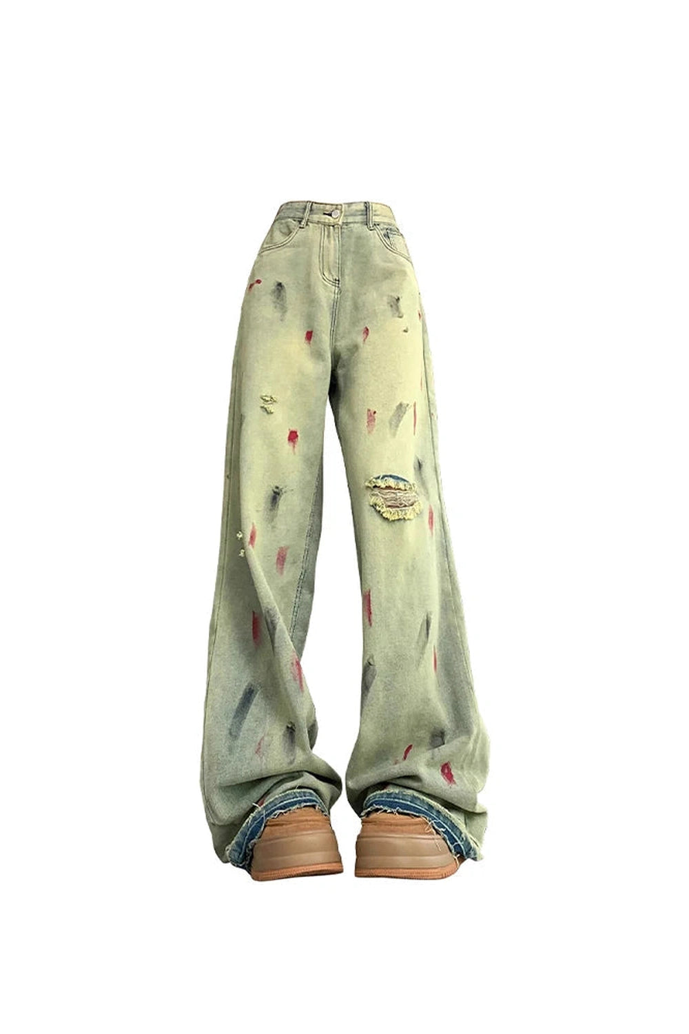 Y2k Paint Splatter Grunge Wide-Leg Jeans