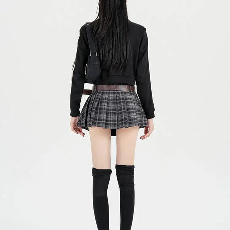 Mocha Grunge Pleated Skirt