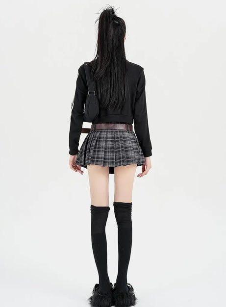 Mocha Grunge Pleated Skirt