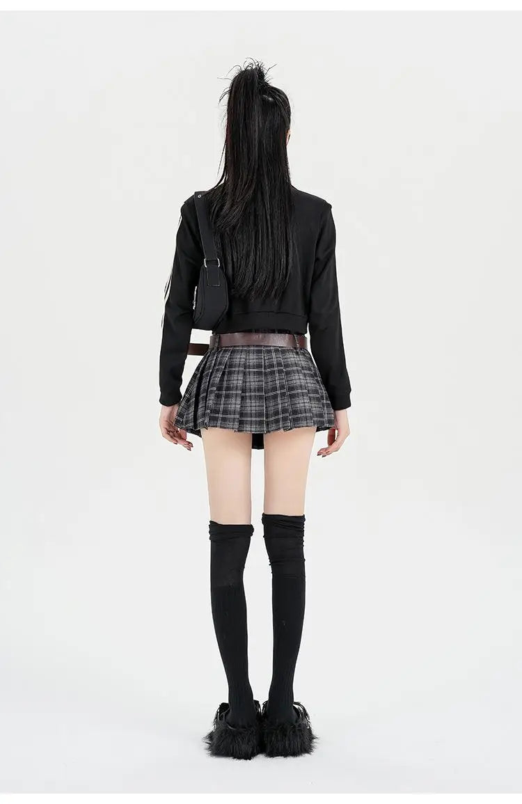 Mocha Grunge Pleated Skirt