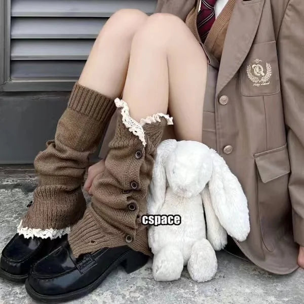 Vintage Button-Up Lace Leg Warmers