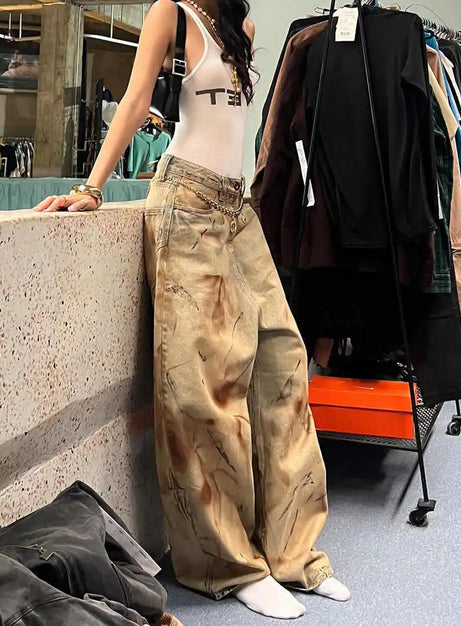 Distressed Grunge Wide Leg Jeans