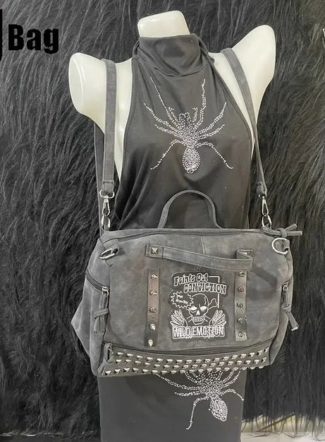 Dead Conviction Studded Shoulder Bag