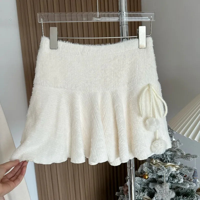 Fluffy Pom-Pom Mini Skirt