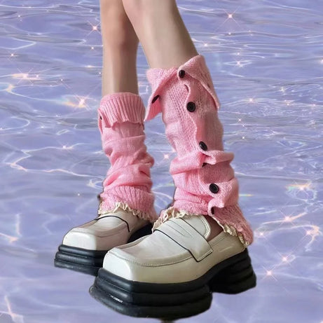 Vintage Button-Up Lace Leg Warmers