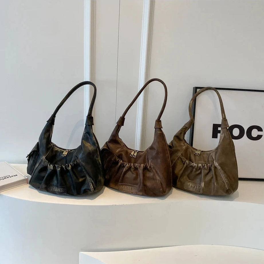 Rustic Ruched Shoulder Bag