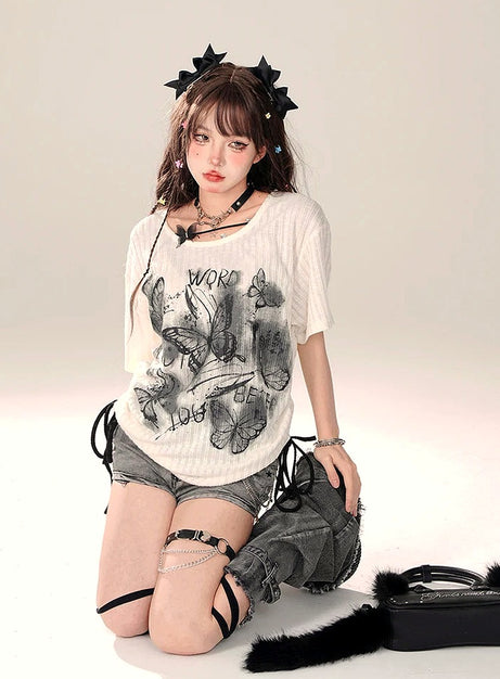 Shadow Flutter Grunge Top