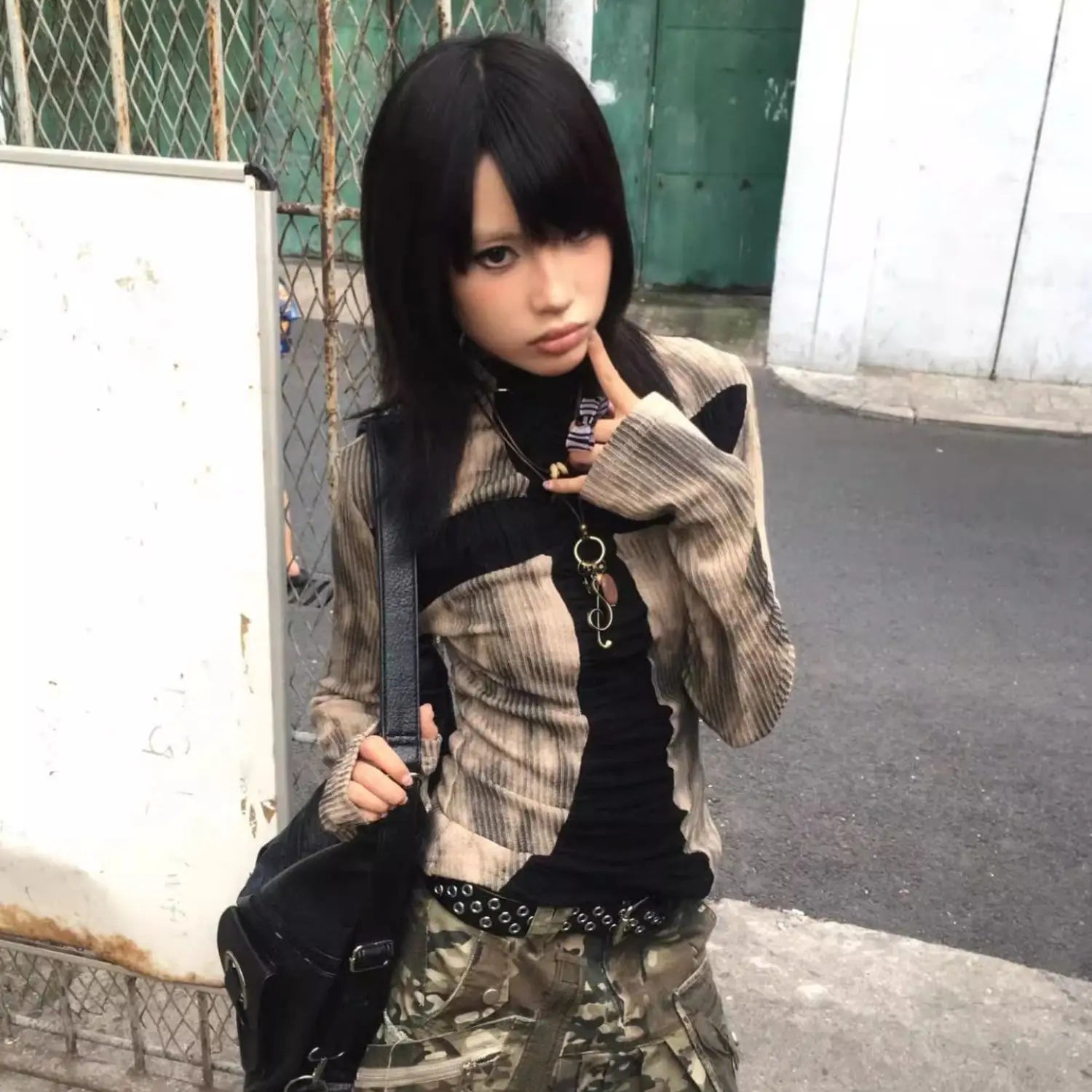 Grunge Patchwork Ribbed Top