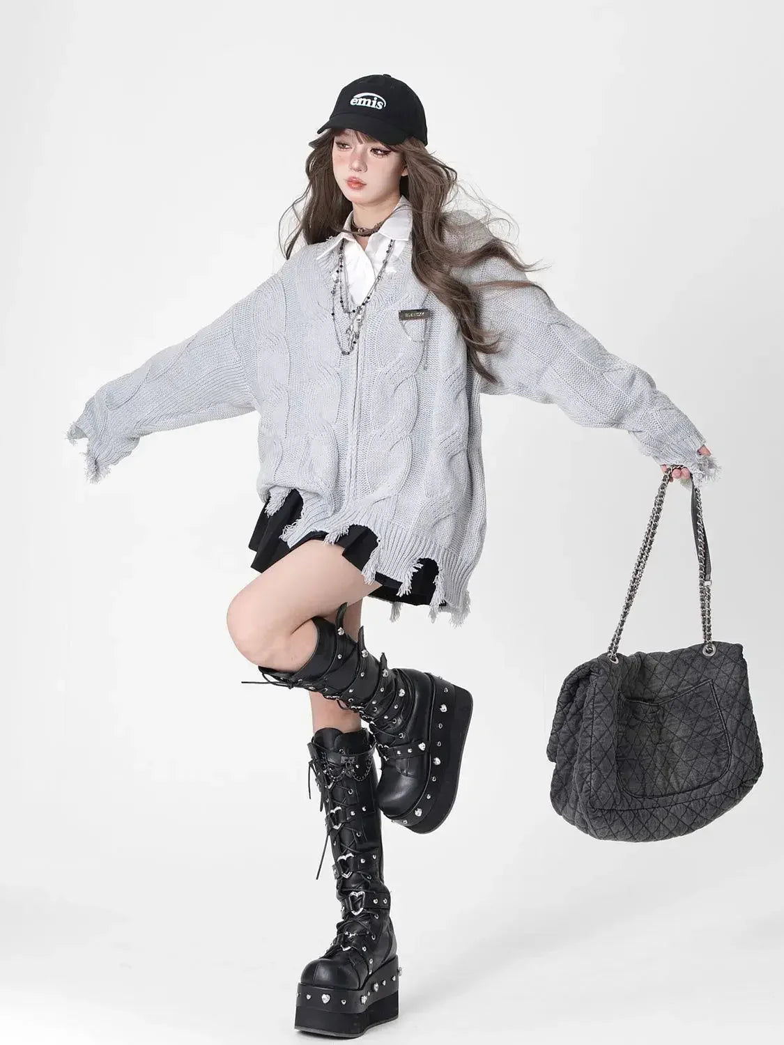 Shadow Shred Zip-Up Sweater