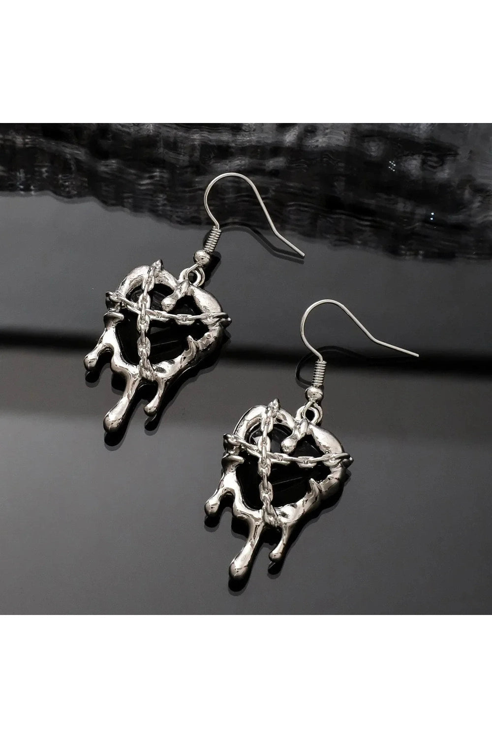 Chained Blood Heart Earrings