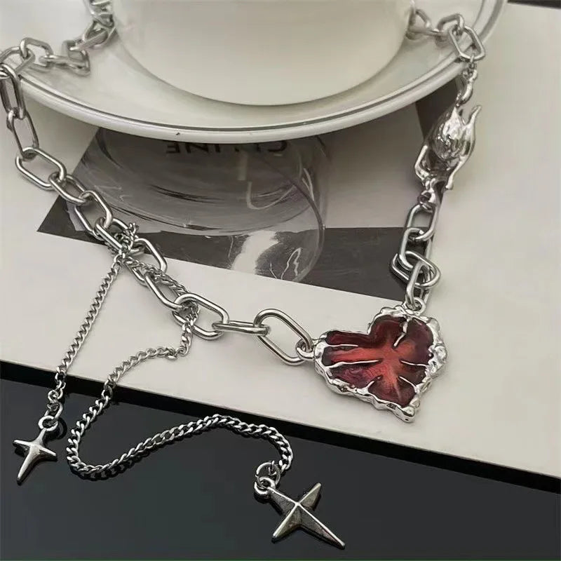 Crimson Shattered Heart Necklace