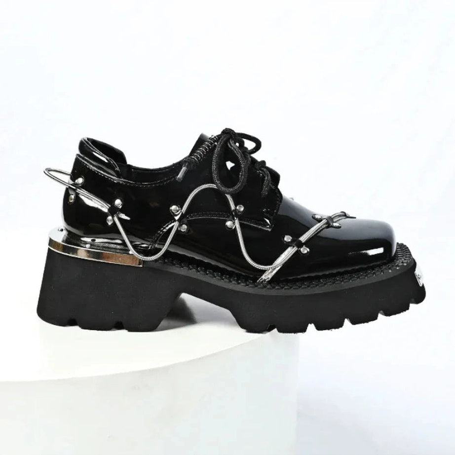 Cyber Punk Patent Platform Oxfords Shoes