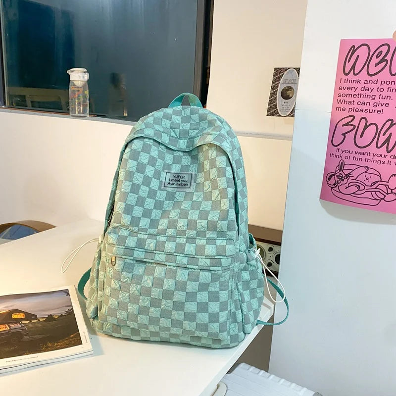 Mint Checkered Street Backpack