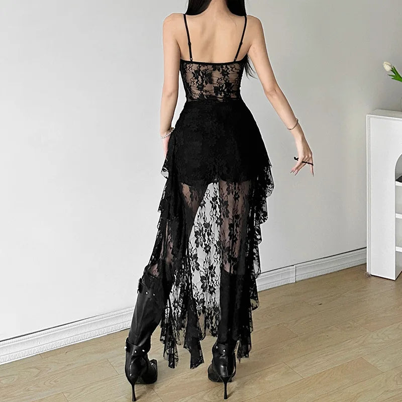 Gothic Lace High-Low Corset Dress