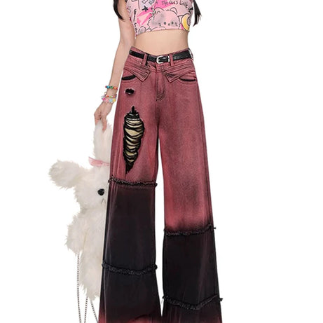 Y2k Ombre Spiral Grunge Flare Pants