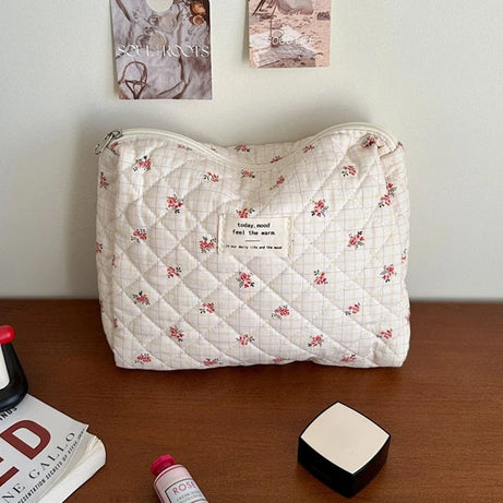 Soft Checkered Makeup Bag
