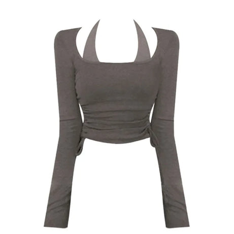 Halter Neck Ruched Crop Top