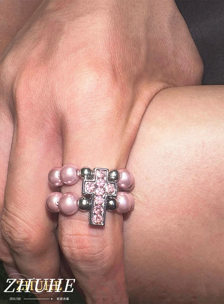 Rosy Devotion Beaded Ring