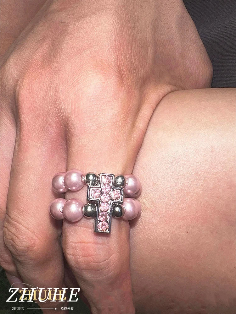 Rosy Devotion Beaded Ring