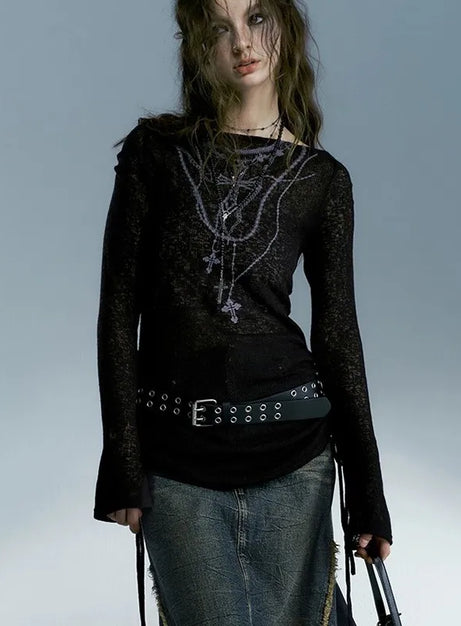 Dark Crucifix Long Sleeve Top