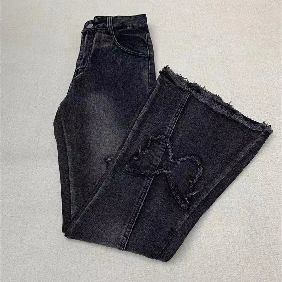 Dark Butterfly Flare Jeans