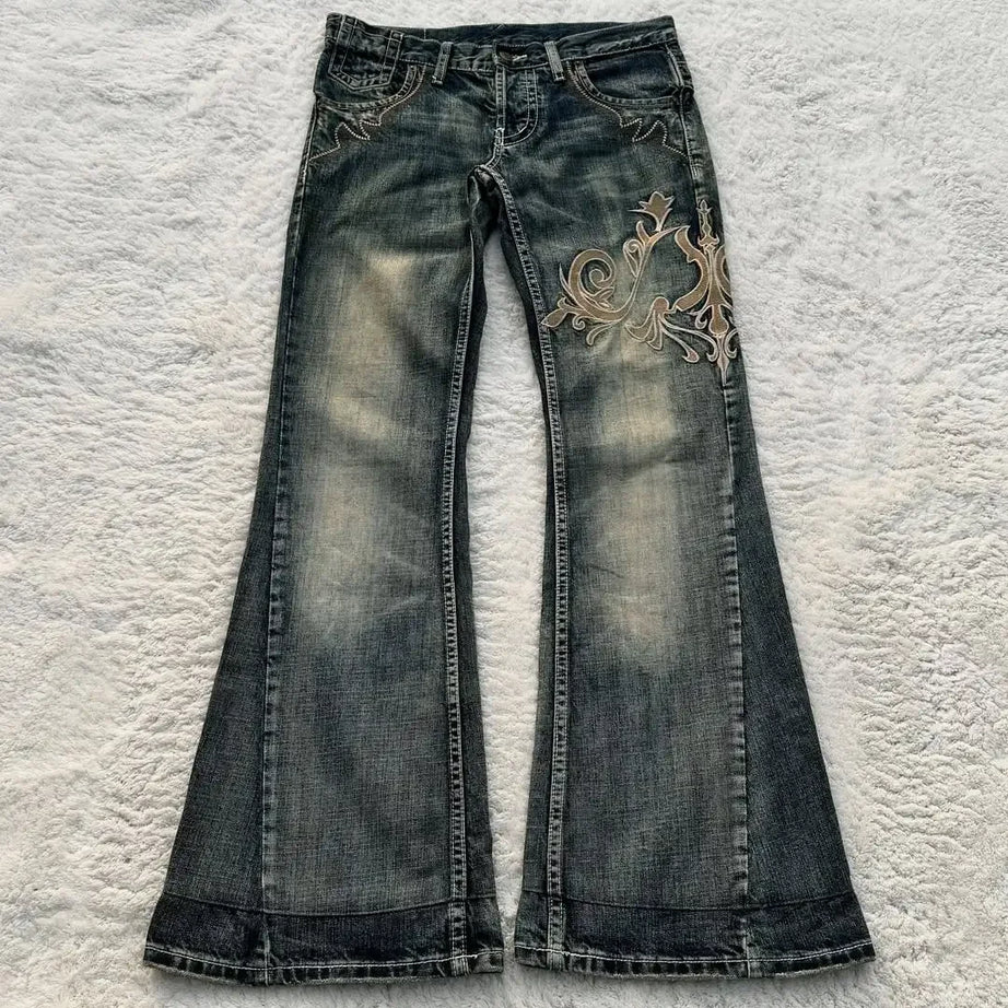 Embroidered Vintage Flare Jeans