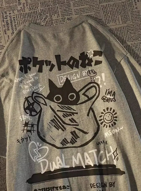 Kawaii Cat Scribble T-Shirt