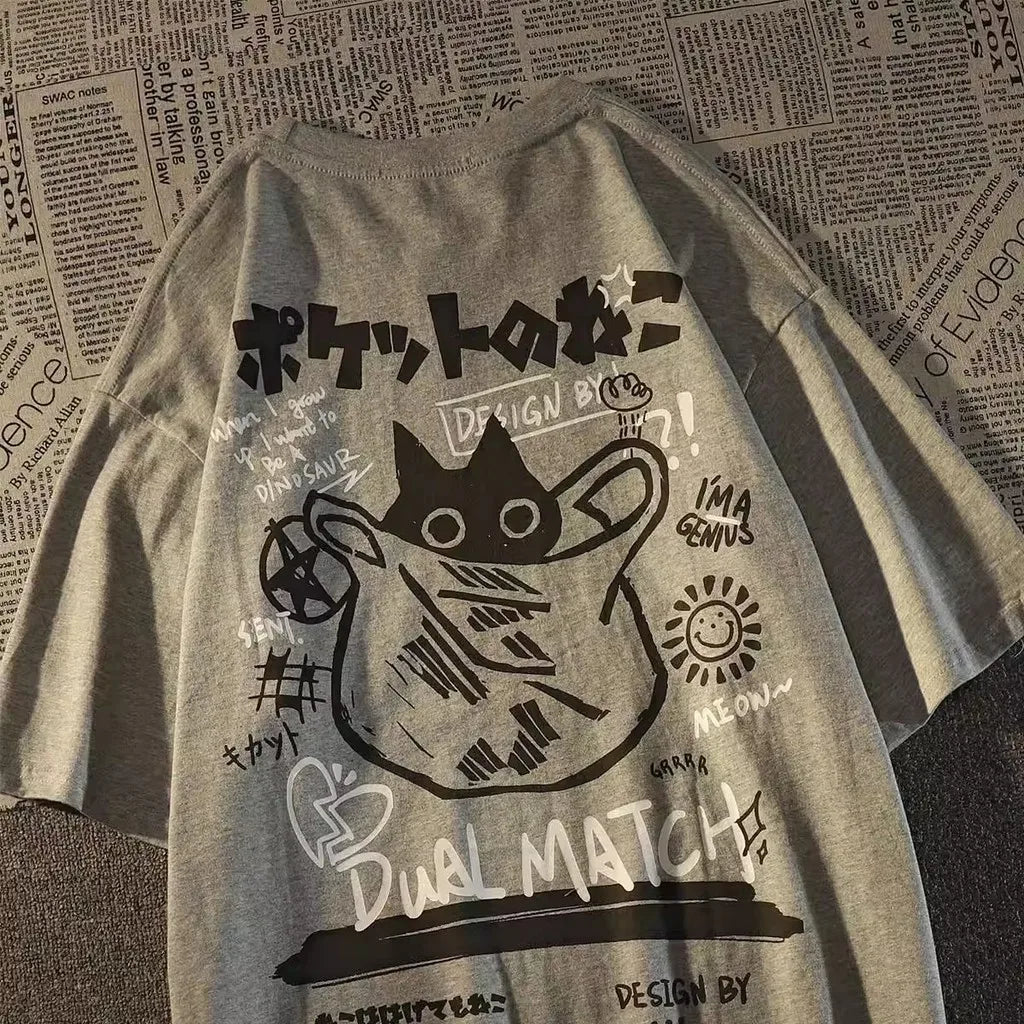 Kawaii Cat Scribble T-Shirt