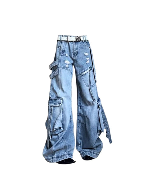 Y2K Oversized Pocket Flare Jeans