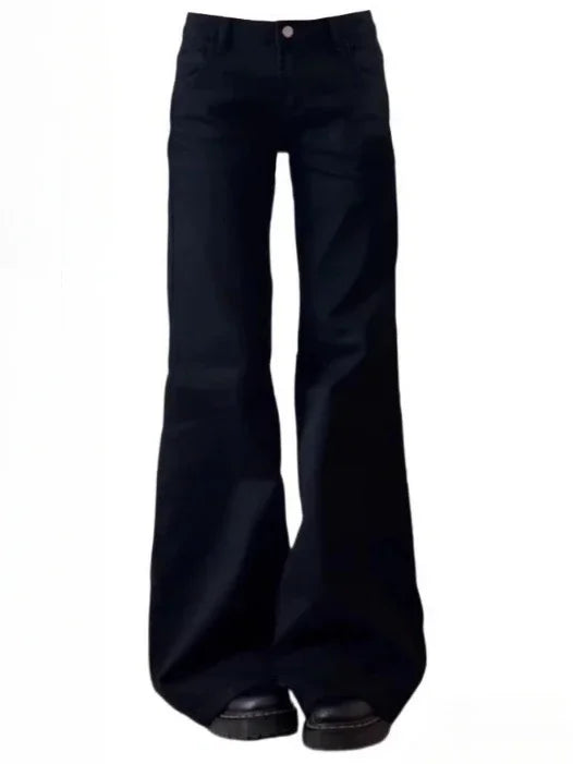 Black Wide-Leg Flare Jeans