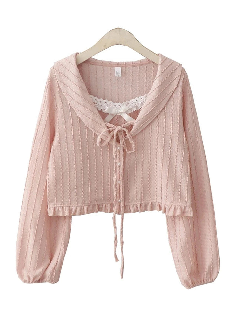 Y2k Ribbon Charm Cropped Blouse