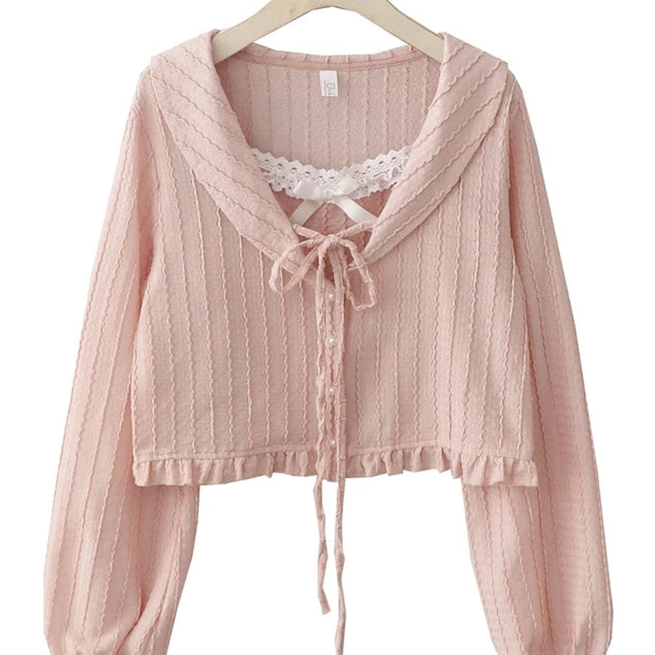Y2k Ribbon Charm Cropped Blouse