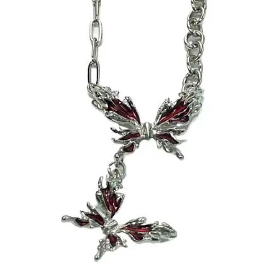 Crimson Butterfly Chain Necklace
