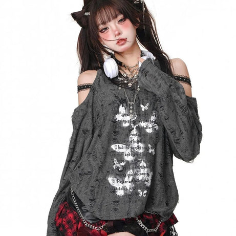 Shredded Butterfly Grunge Top