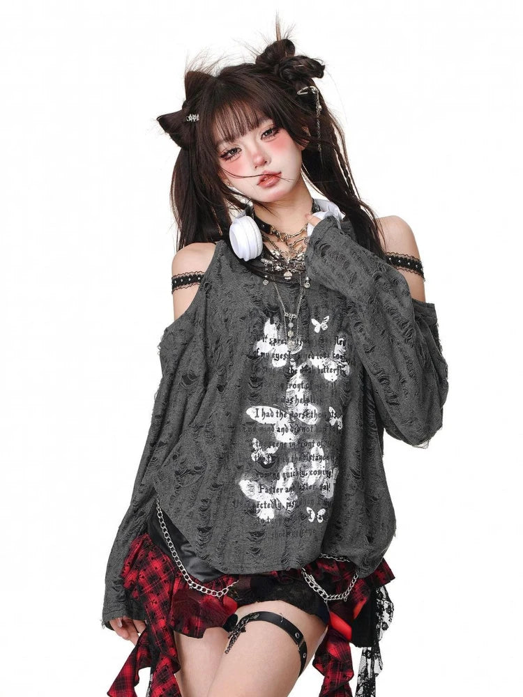 Shredded Butterfly Grunge Top