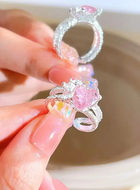 Pink Love Crystal Rings