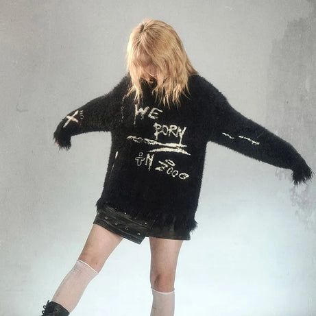 Midnight Chaos Fuzzy Sweater