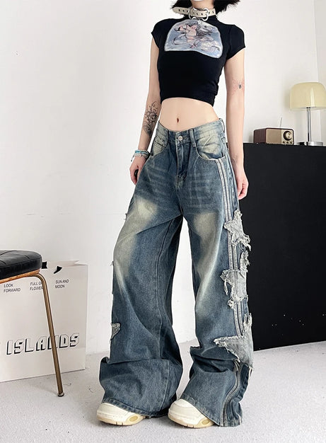 Star Patch Baggy Denim