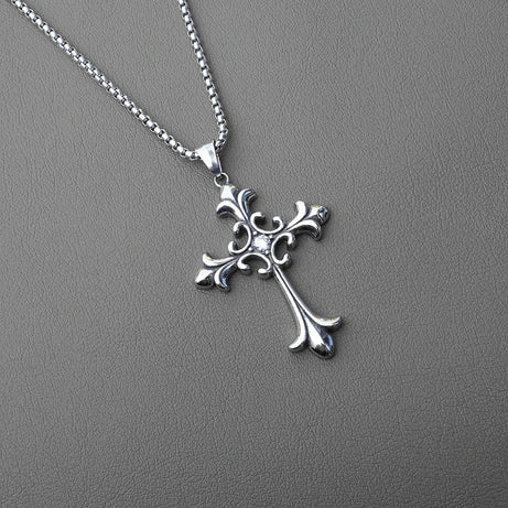 Silver Baroque Cross Necklace