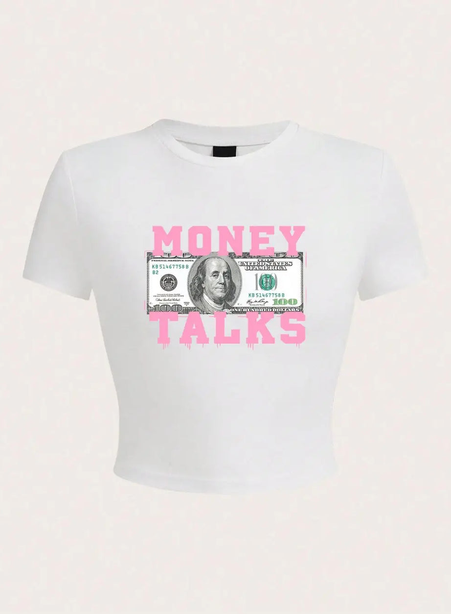Money Talks Graphic Crop Top