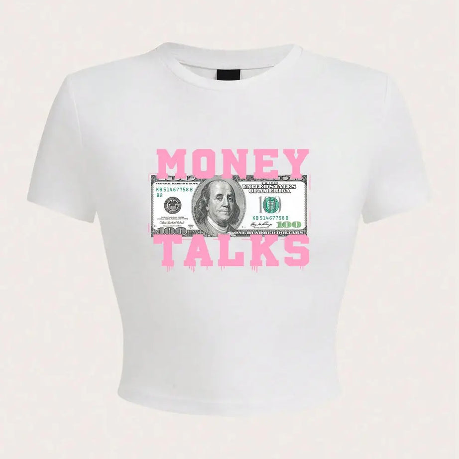 Money Talks Graphic Crop Top