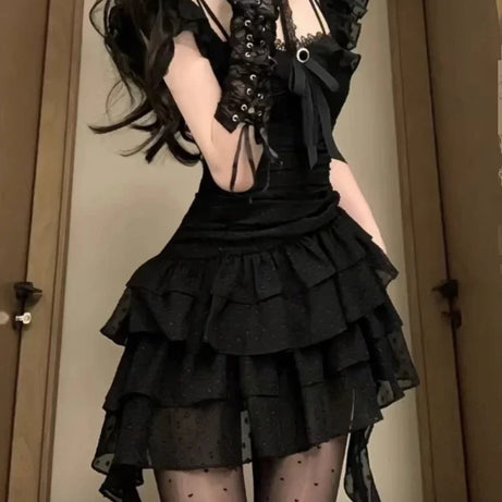 Ruffled Dark Fairy Mini Dress