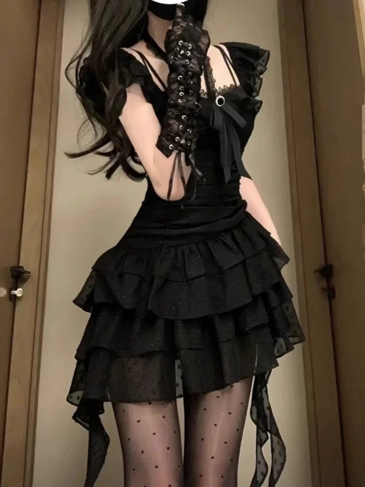 Ruffled Dark Fairy Mini Dress